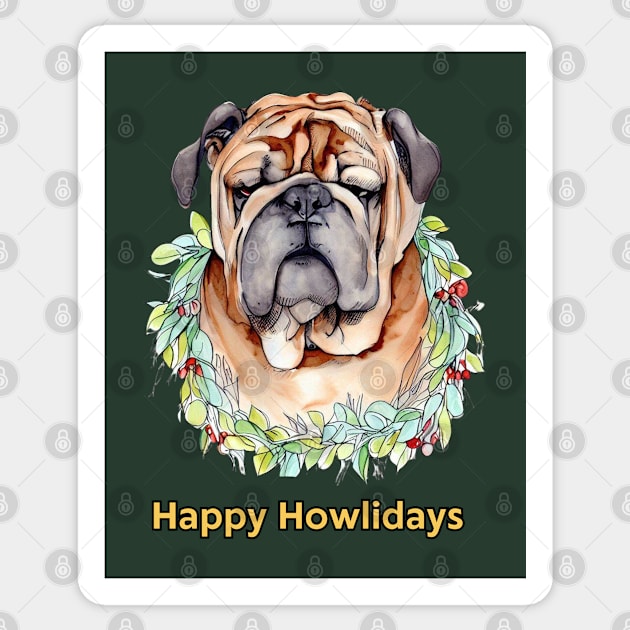 Happy Howlidays Mastiff Sticker by ZogDog Pro